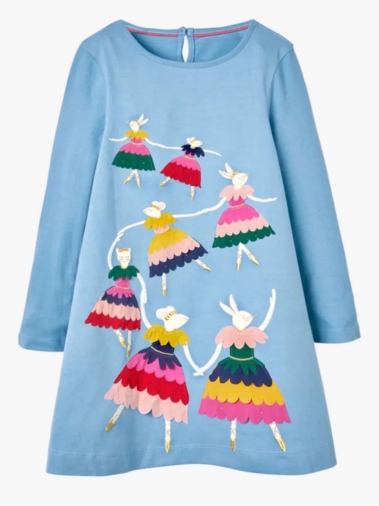 Mini Boden Other - Mini Boden Ballerina Bunny Appliqué Dress Sz 7-8